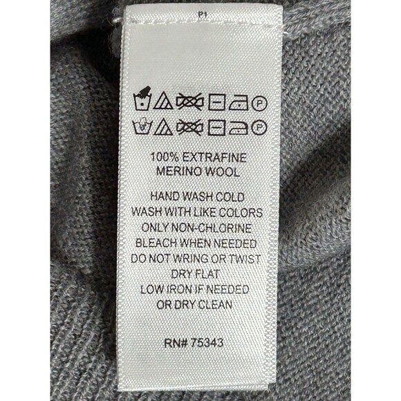 Adrienne Vittadini MEDIUM Gray 100% Extra Fine Merino Wool COWL Collar Sweater - Picture 15 of 16